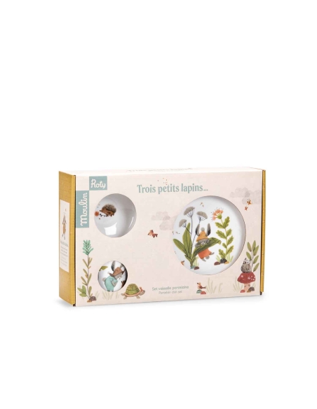 Set vaisselle porcelaine Trois petits lapins – Moulin Roty