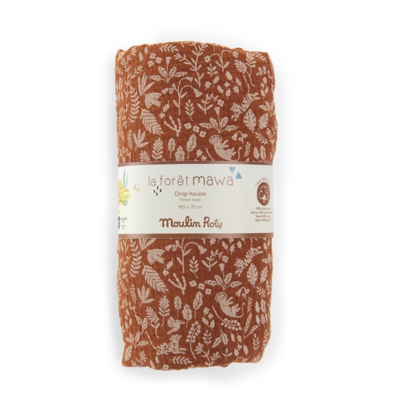 Drap housse Feuillage 70x140 La forêt Mawa – Moulin Roty
