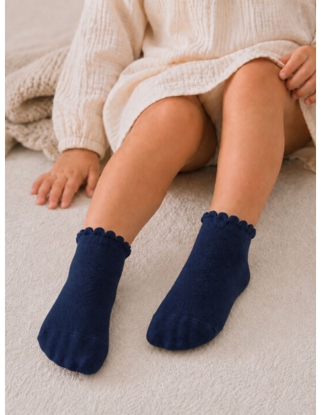 Socquettes maille de riz Bleu Marine – Cotton Socks