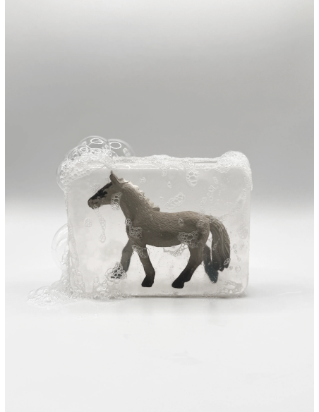 Savon Cheval gris avec figurine Ludi Soap | JOLI GAMIN